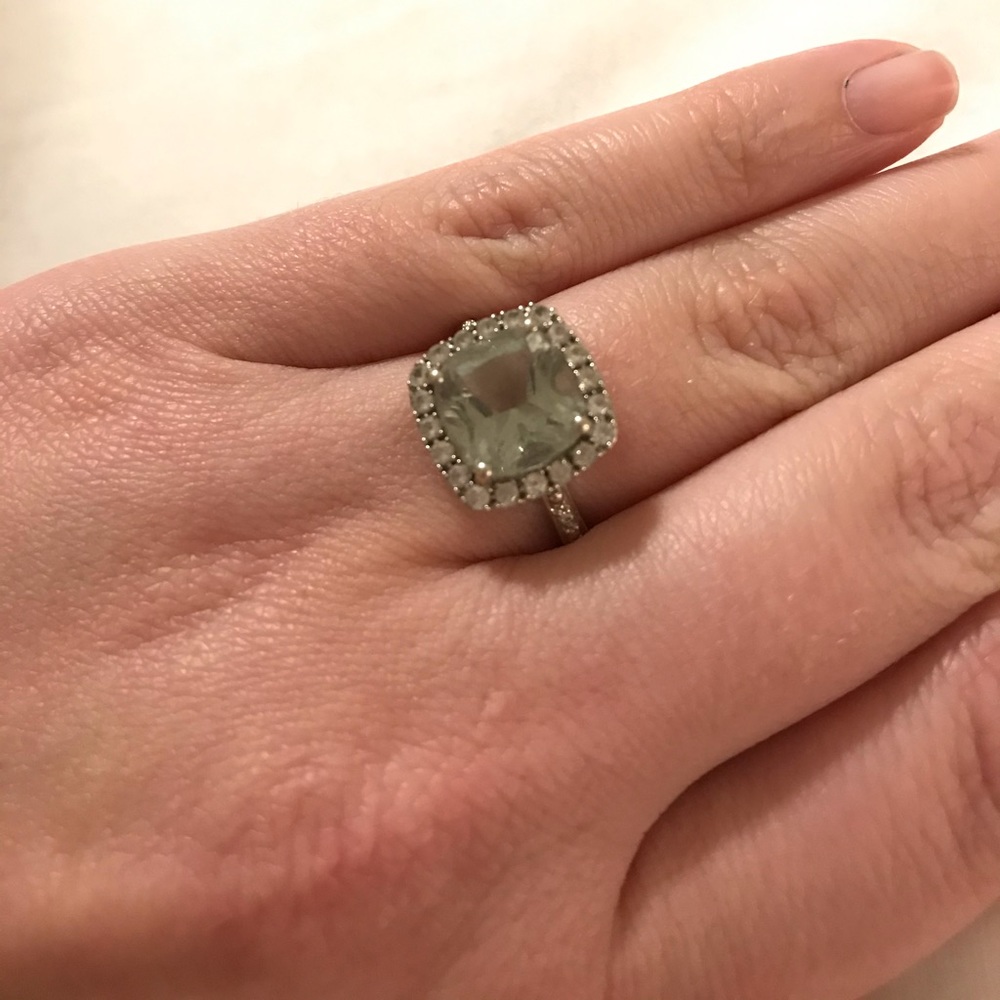 Cushion-Cut Green Quartz Ring